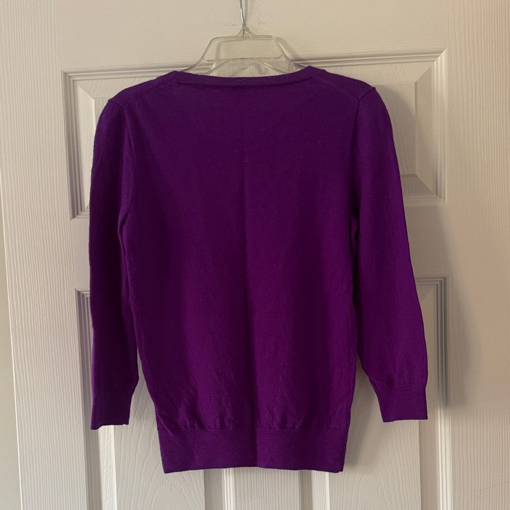 J. Crew Vibrant Purple Crew Neck Merino Wool Sweater - Picture 4 of 4